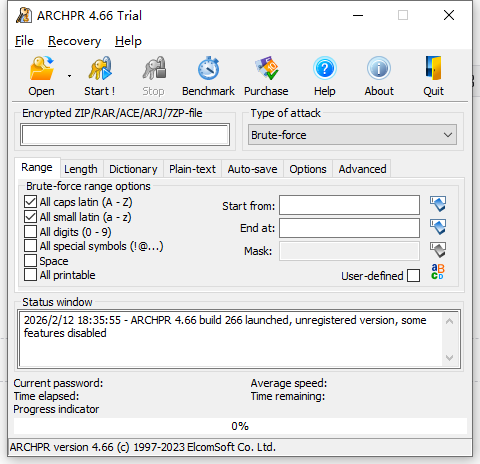 ARCHPR操作界面展示
